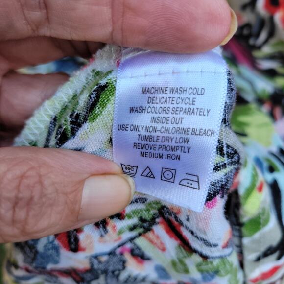 JG Hook Women’s 18W Dress Linen Floral Fit & Flare Midi Belted Short Sleeve - Picture 4 of 8